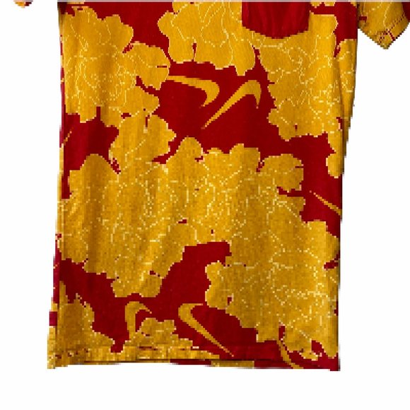 Nike Hawaiian Print T Shirt Size S *Unique* Yellow Red Floral Pocket Logo - Picture 4 of 9